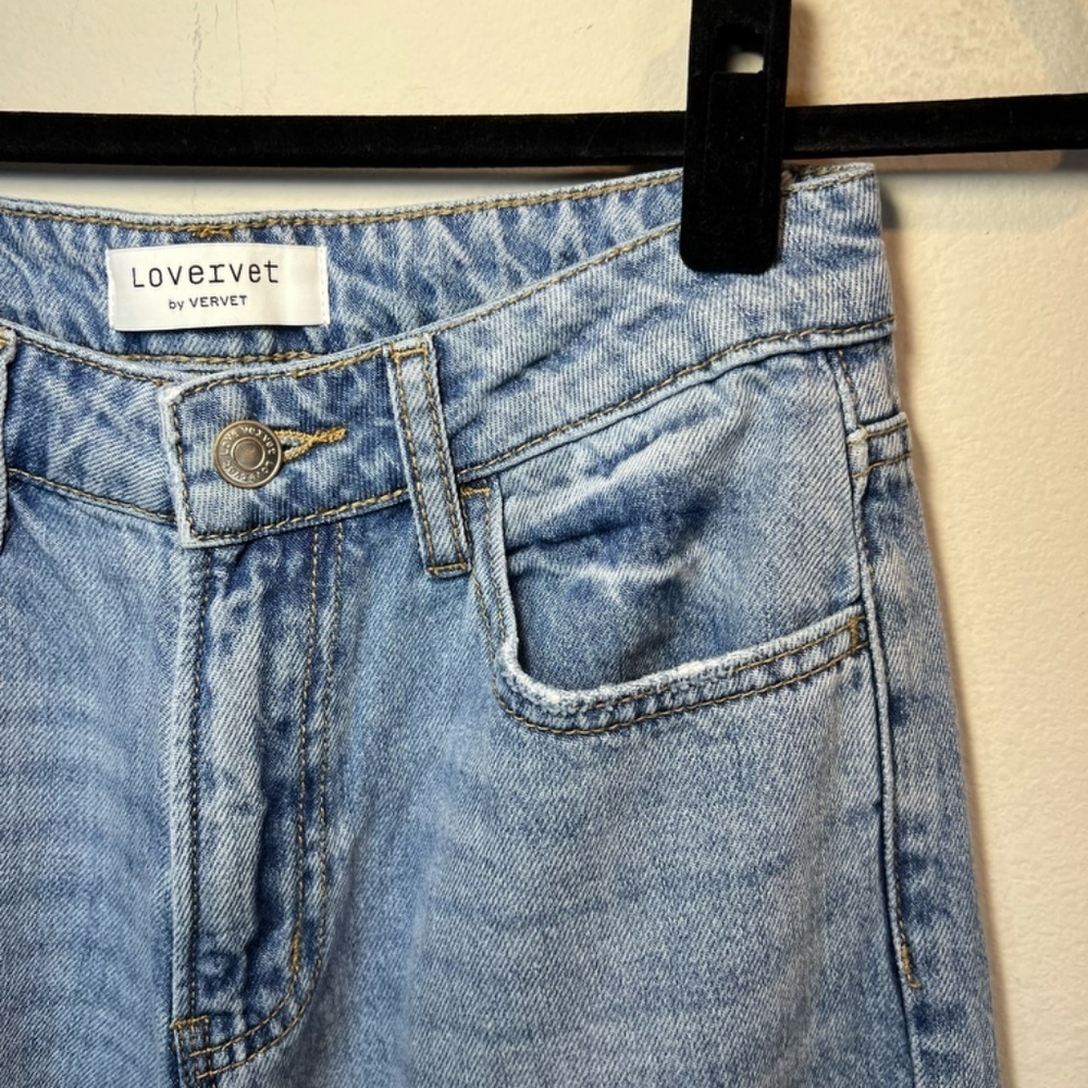 Lovervet by Vervet High Rise Crop Dad Jeans Light Wash Denim Causal Modern 25x26 - Picture 6 of 13